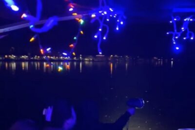 Bayou Booze Cruise Near New Orleans - The boat setup: lights, music, and tables for your drinks