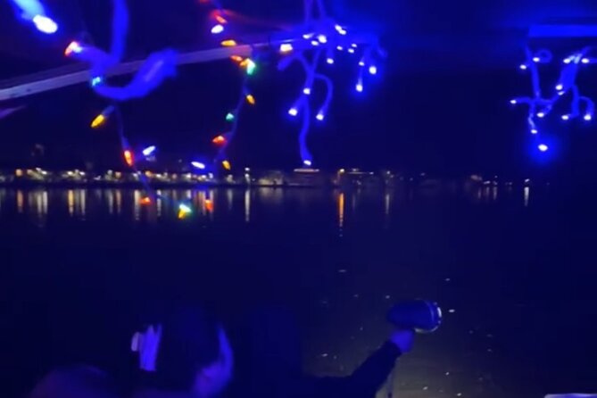 Bayou Booze Cruise Near New Orleans - The boat setup: lights, music, and tables for your drinks