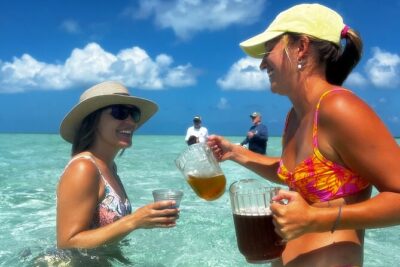 Key West's Happy Hour Sandbar & Sunset Cruise - Unlimited Drinks - Jewfish Basin sandbar: snorkeling time and floating-lily-pad hangs