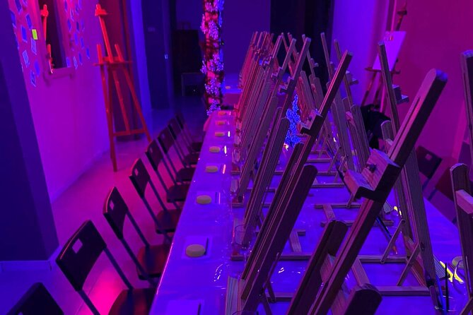 Paint a neon fluorescent picture while drinking unlimited wine - Fluorescent Paint + Neon Lights: The Glow Factor (and how to get better results)