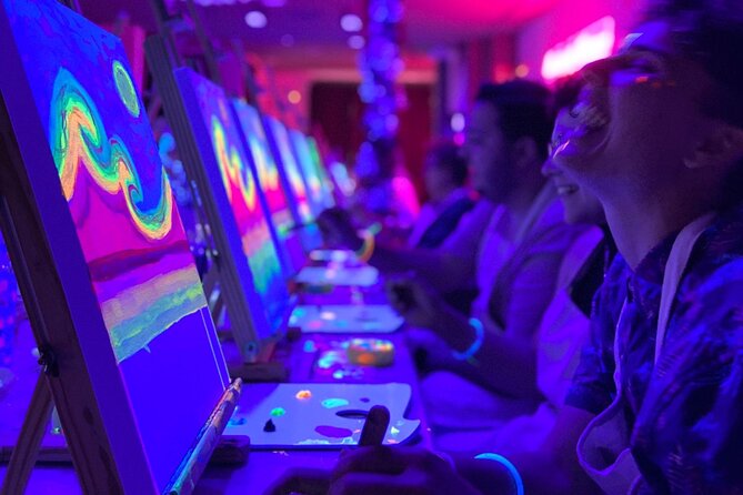 Paint a neon fluorescent picture while drinking unlimited wine - Taking Your Art Home: Your Keepsake in Real Life