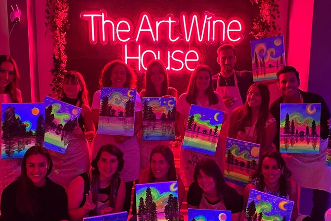 Paint a neon fluorescent picture while drinking unlimited wine - Price and Value: Is $53.36 Worth It?