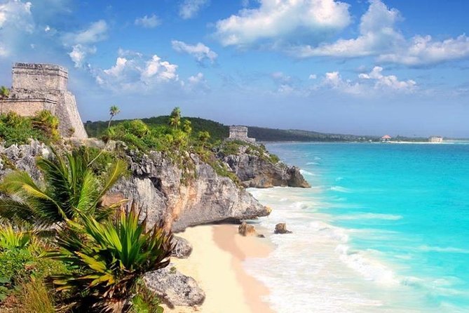 Tulum Coba Cenote and Playa del Carmen 4 places drinks included - Entering Tulum ruins with guide context and free-time freedom